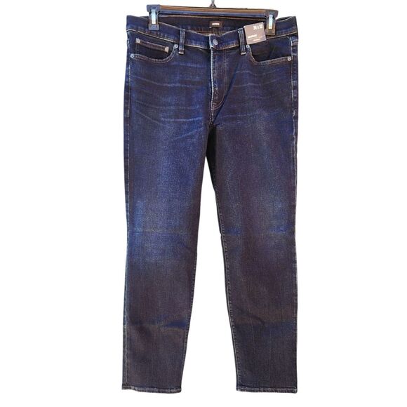 Express Mens Slim Straight Jeans 34x32 Hyper Stretch Comfort Dark Wash Denim - Picture 1 of 8